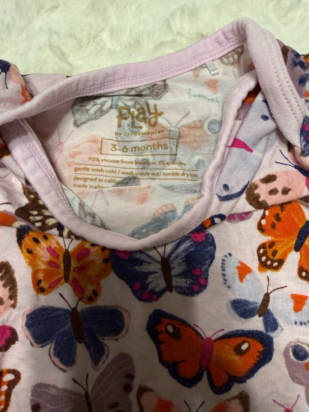 Little Sleepies Light Lavender Butterfly Print One-Piece - Picture 2 of 2